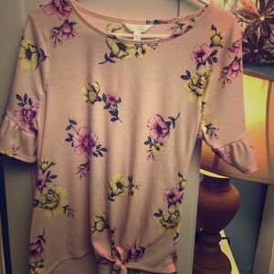 Lauren Conrad XL Pink Flowered Shirt